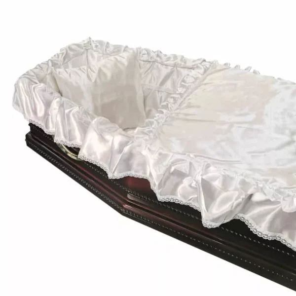 Satin lined interior of the casket